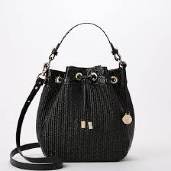 Brahmin Melinda Black bel heaven bucket woven leather